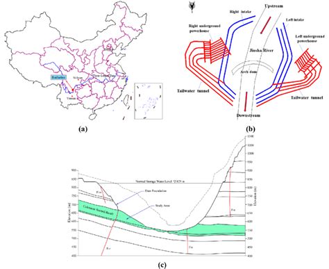 a Location of the Baihetan hydropower station, b layout of the project,... | Download Scientific ...