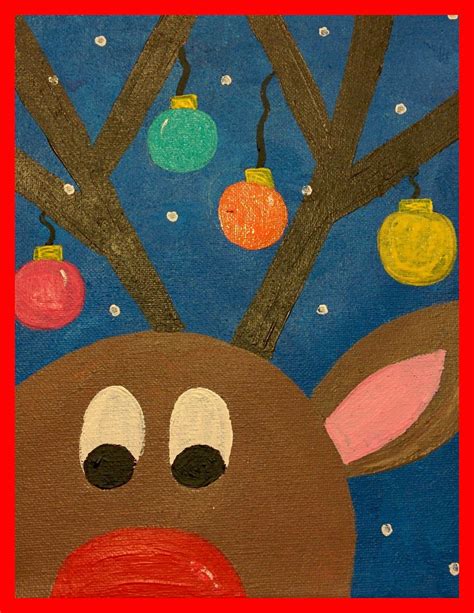 Granny Goes to School: Guided Art: Reindeer on Canvas | Christmas art, Christmas arts and crafts ...