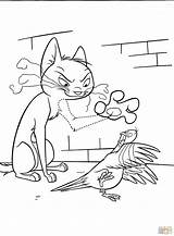 Angry Cat With Dove coloring Page  SuperColoringcom Bird Coloring sketch template
