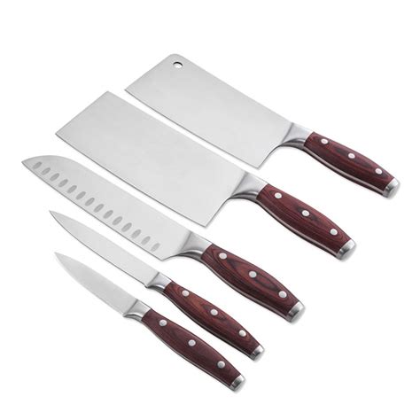 RUTIAI Full-Tang Pakkawood Cleaver Best Chopping Knife Set