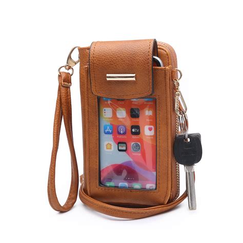 POPPY Women's Cell Phone Purse Wristlet Wallet Faux Leather Mini Crossbody Shoulder Bag Credit ...