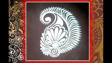 HOW TO DRAW QUICK AND EASY DRAW RANGOLI/ EASY ALPONA WITH FLAT BRUSH/DOOR ALPANA DESIGNS - YouTube