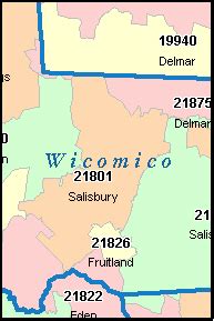 SALISBURY Maryland, MD ZIP Code Map Downloads