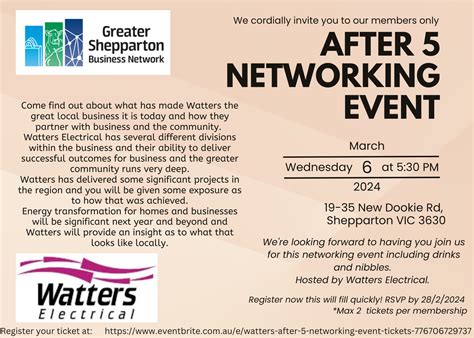 March AFTER 5 NETWORKING EVENT hosted by Watters Electrical | Greater ...