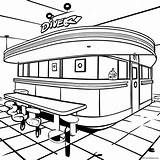 1950s Vintage Diner Coloring Page 42664 33743 sketch template