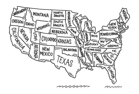 USA States Map Drawing Drawing by Frank Ramspott - Pixels