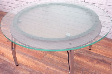 Round Coffee Table With 900mm Frosted Glass Top - Office Resale