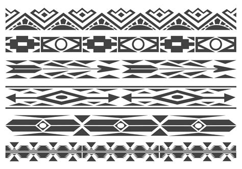 Monochrome Native American Pattern Vector Borders - Download Free ...