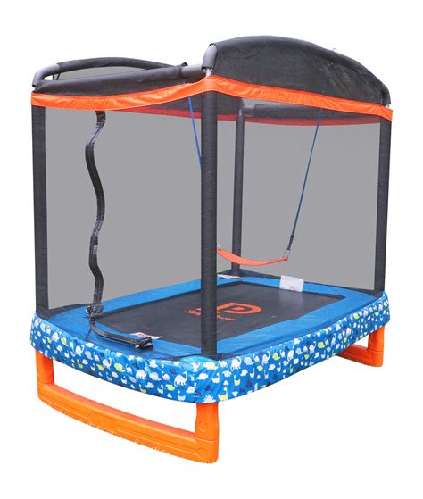 JUMP POWER 72"" x 50"" Rectangle Indoor/Outdoor Trampoline & Safety Net with Swing Combo. for ...