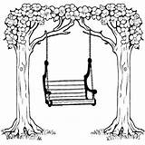 Swing Under Oak tree coloring Page Lulu Pages sketch template
