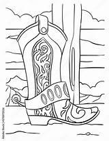 Cowboy Boots Coloring Page For Kids Stock Vector  Adobe sketch template