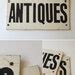 Vintage Wood Antiques Sign Black and White
