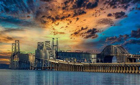 Chesapeake Bay Bridge At Sunset Photograph by Mountain Dreams - Fine Art America