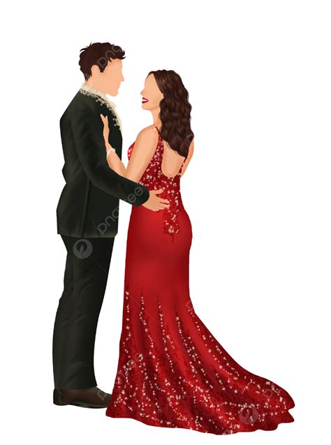 Indian Wedding Couple Outfits Red Gown For Bride And Suit Groom Clipart Vector Illustration ...