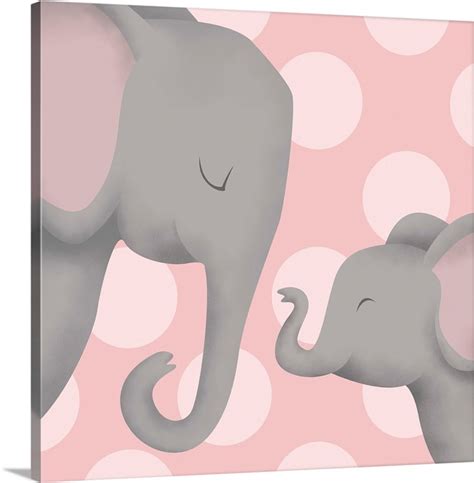 Elephant Mommy and Baby on Pink | Great Big Canvas