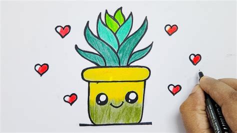 HOW TO DRAW A CUTE POT WITH PLANT🪴 | KIDS DRAWINGS - YouTube