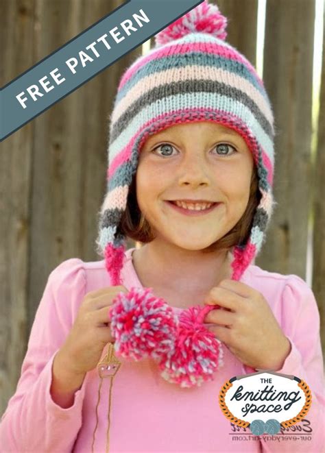 Knitted Striped Ear Flap Hat [FREE Knitting Pattern] in 2024 | Knitting ...