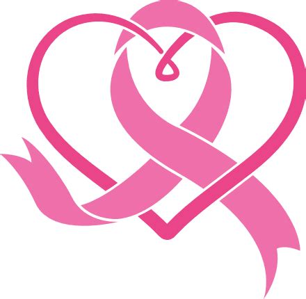 Heart and pink ribbon clipart image, Breast cancer awareness - free svg file for members - SVG Heart