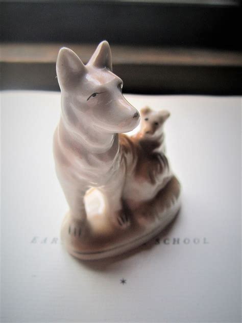 Vintage Dog Figurine German Shepherd Dog W/ Pup Collectors - Etsy