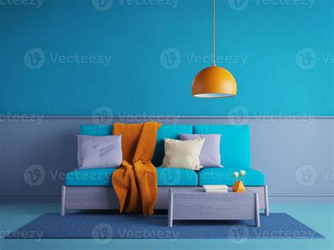 Blur living room with sofa table and ceiling lamp.3d rendering 8028351 Stock Photo at Vecteezy