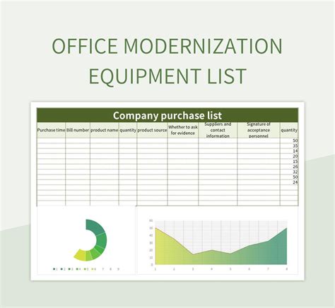 Free Teaching Management Office Modern Equipment List Excel Chart Templates For Google Sheets ...