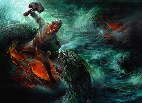 Thor's fight with Jormungandr, the Midgard serpent | Norse Mythology ...