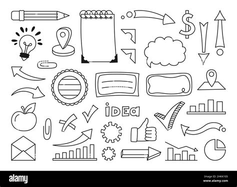 Social media hand drawn doodle sketch set. Line elements company, contact communication, graph ...