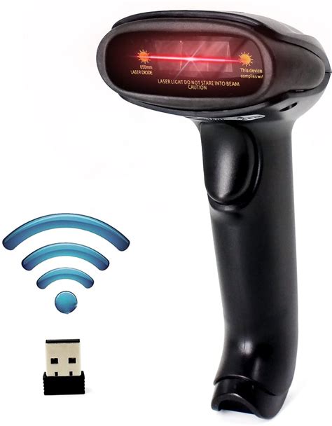 USB Wireless Barcode Scanner,Alacrity Handheld Laser Barcode Reader (2.4GHz Wireless & USB2.0 ...