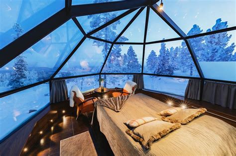 Igloo hotel Finland | Levin Iglut – Golden Crown | Finland glass igloo hotel, Northern lights ...