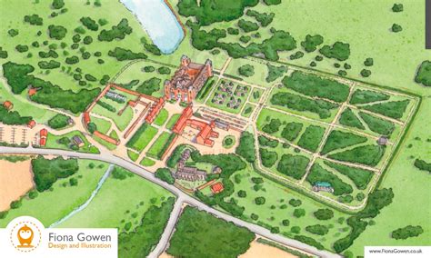 National Trust Blickling hall, Illustrated visitor map by Fiona Gowen. Cropped in to show the ...