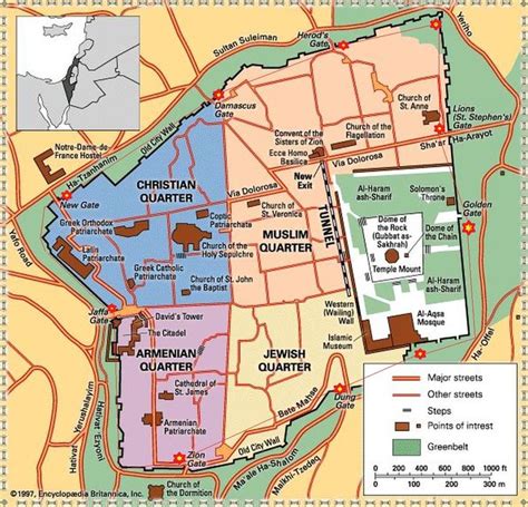 a map of the jewish quarter and its surrounding areas, including the ...