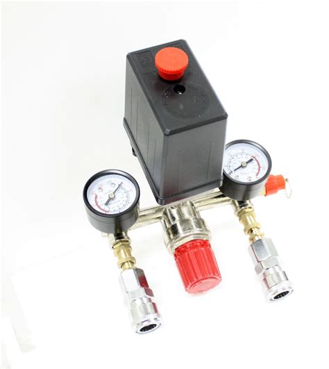 Power Tools Air Compressor Pressure Valve Switch Manifold Relief Regulator Gauges 90~120 Psi ...