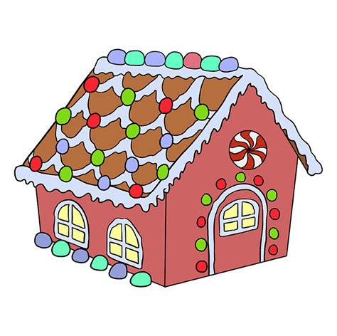 How to Draw a Gingerbread House - Really Easy Drawing Tutorial | Gingerbread house, Gingerbread ...