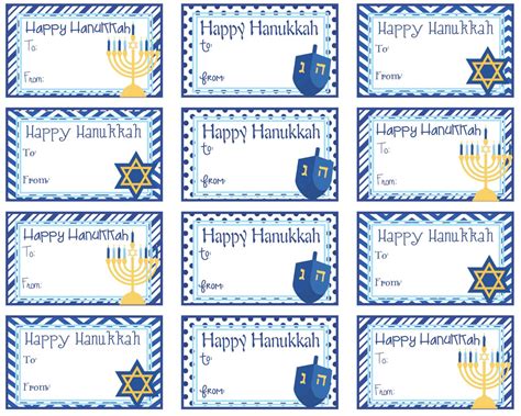 Happy Hanukkah Gift Tags - Printable - Instant Download | Gift tag ...