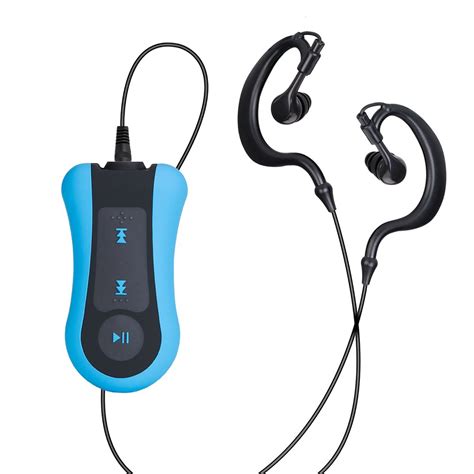 S12 8GB IPX8 Waterproof MP3 Player with Waterproof Earphone, Blue | AGPTEK