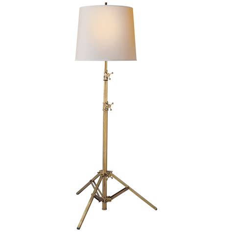 Studio Floor Lamp in Hand-Rubbed Antique Brass with Small Natural Paper Shade | Floor lamp ...