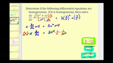 Solve a First-Order Homogeneous Differential Equation - Part 1 - YouTube