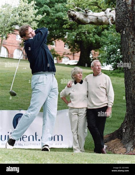 Sport golf charity football with wife glenn hoddle hi-res stock ...