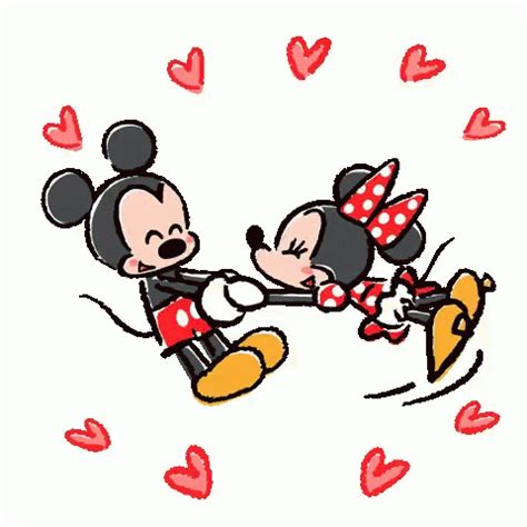 person and minnie mouse wallpaper with hearts in the background disney pictures, cartoon ...