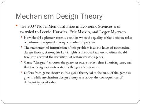 Mechanism Design Theory