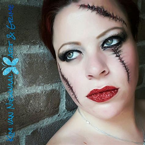 Halloween stitches facepaint with glitterlips | Face painting halloween, Halloween face ...