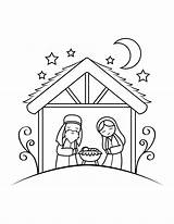 Printable Nativity Scene Coloring Page sketch template