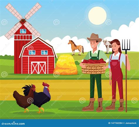 Farm rural cartoons stock vector. Illustration of fresh - 147760284