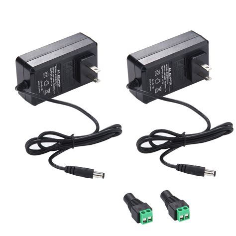 Buy 12V 2A Power Supply AC Adapter, AC 100-240V to DC 12 Volt Transformers, 2.1mm X 5.5mm Wall ...