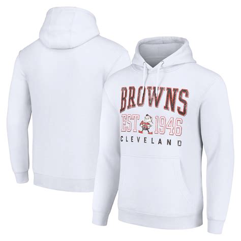 Men's Starter White Cleveland Browns Throwback Logo Pullover Hoodie ...