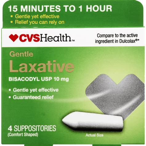 CVS Health Gentle Laxative, 10 mg, Suppository (4 each) - Instacart