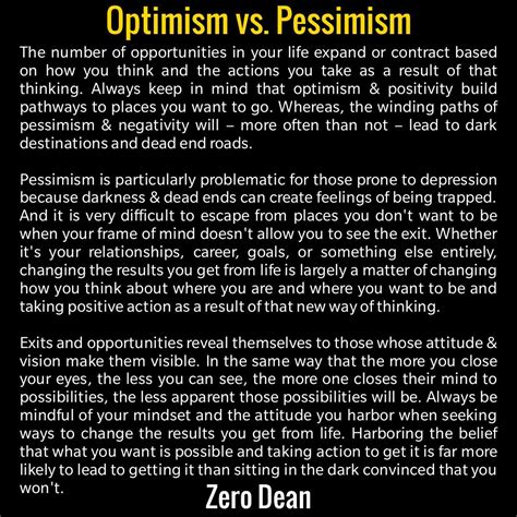 Optimism vs Pessimism - Zero Dean