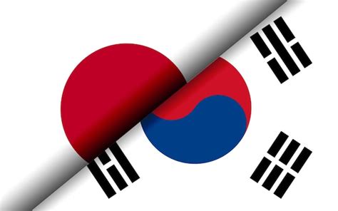 Premium Photo | Flags of the japan and south korea divided diagonally