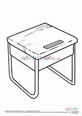 School Desk Coloring Page sketch template
