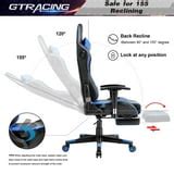 GTPLAYER Gaming Chair with Bluetooth Speakers Footrest PU Leather Music Office Chair, Blue ...